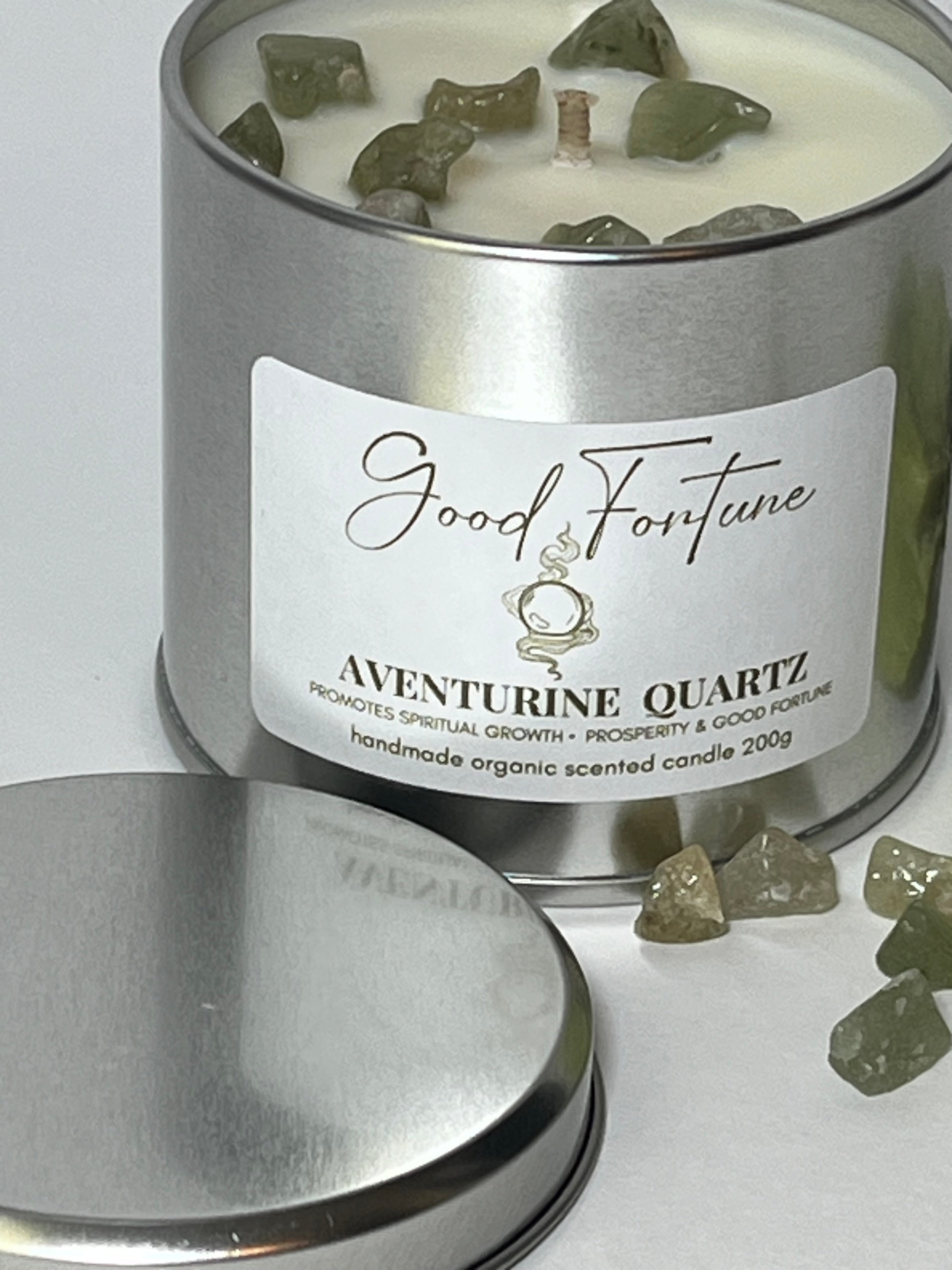 Good Fortune Aventurine Quartz Chip Scented Candle