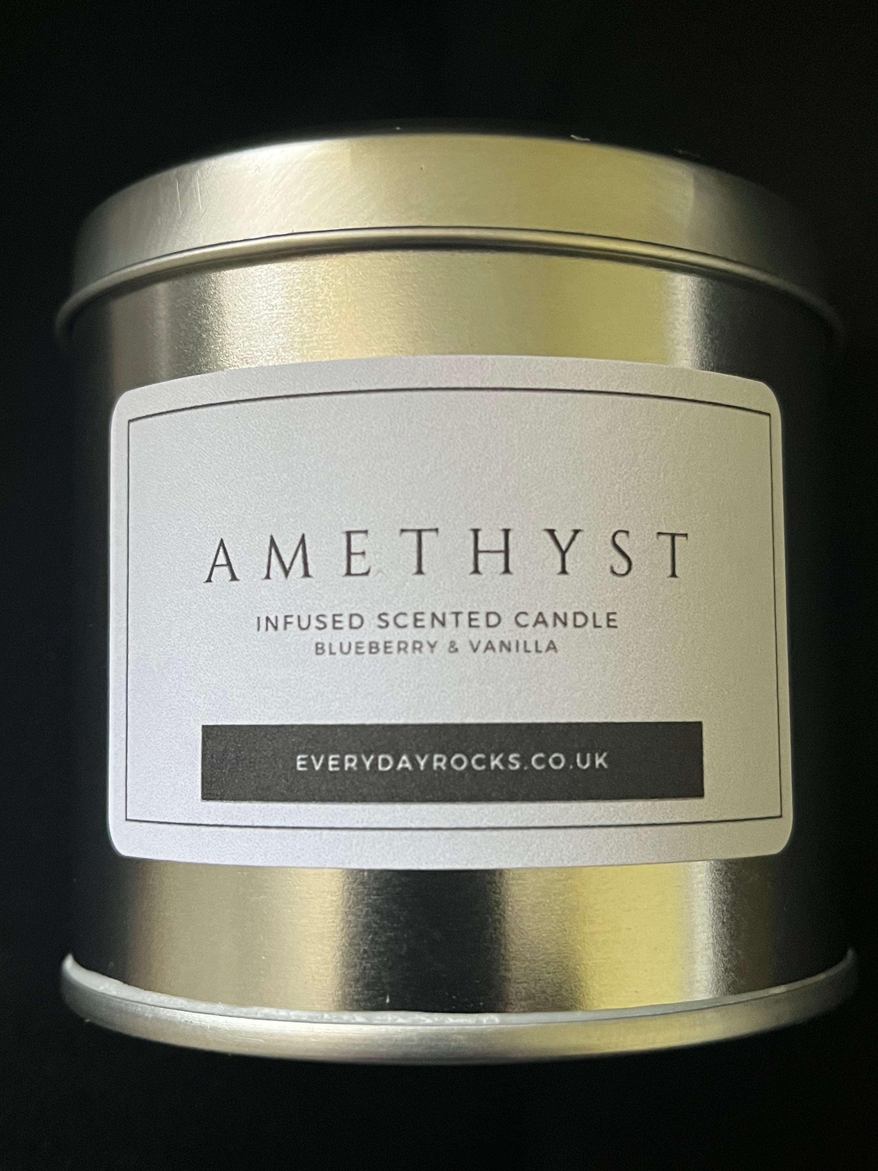 Calming Amethyst Crystal Chip Infused Scented Candle
