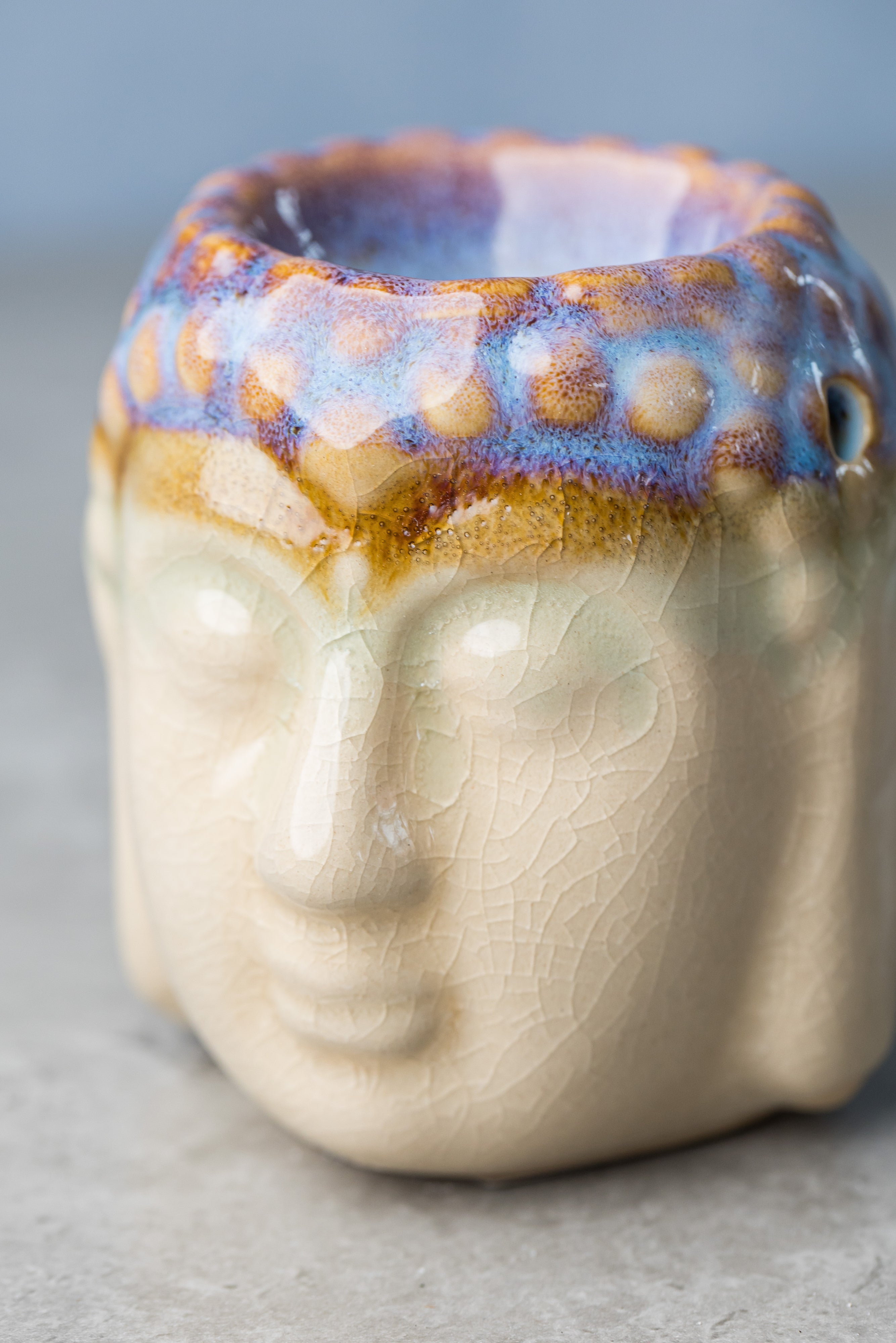 Buddha Head Ceramic Aromatherapy Oil Burner - Elegant Diffuser for Essential Oils & Relaxation - Everyday Rocks