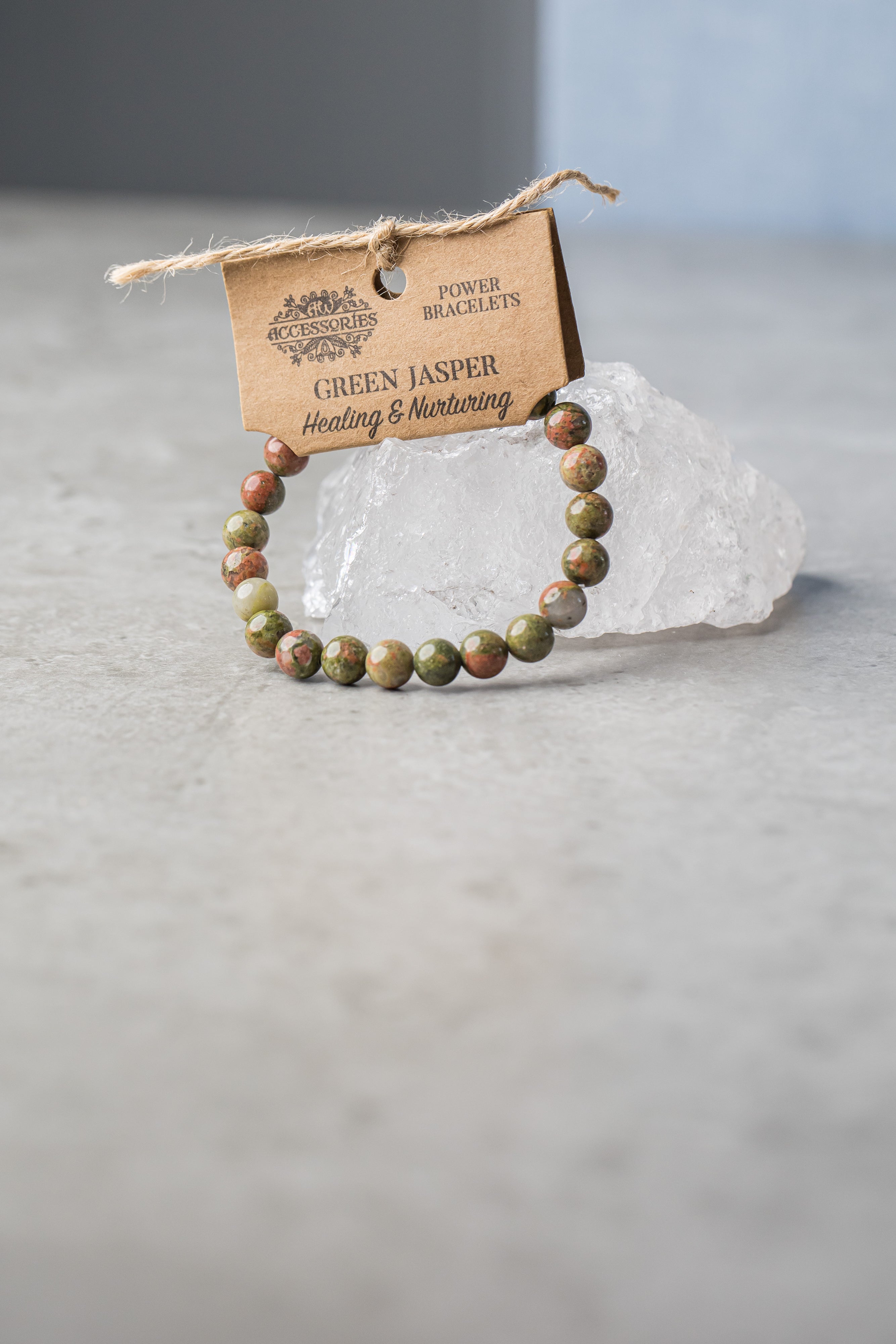 Green Jasper Power Bracelet - Healing Crystal for Grounding, Protection & Heart Chakra Balance - Everyday Rocks