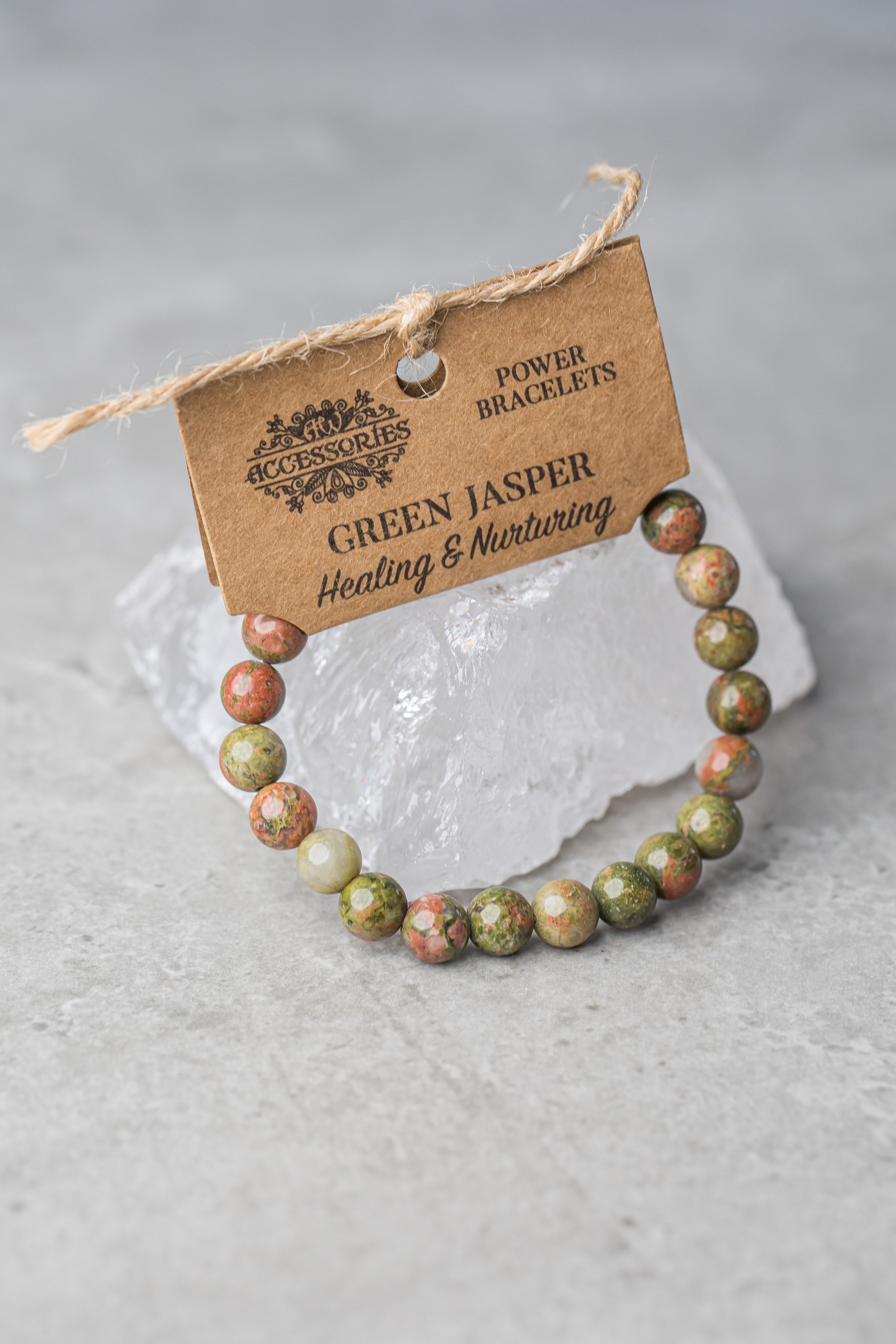 Green Jasper Power Bracelet - Healing Crystal for Grounding, Protection &amp; Heart Chakra Balance - Everyday Rocks