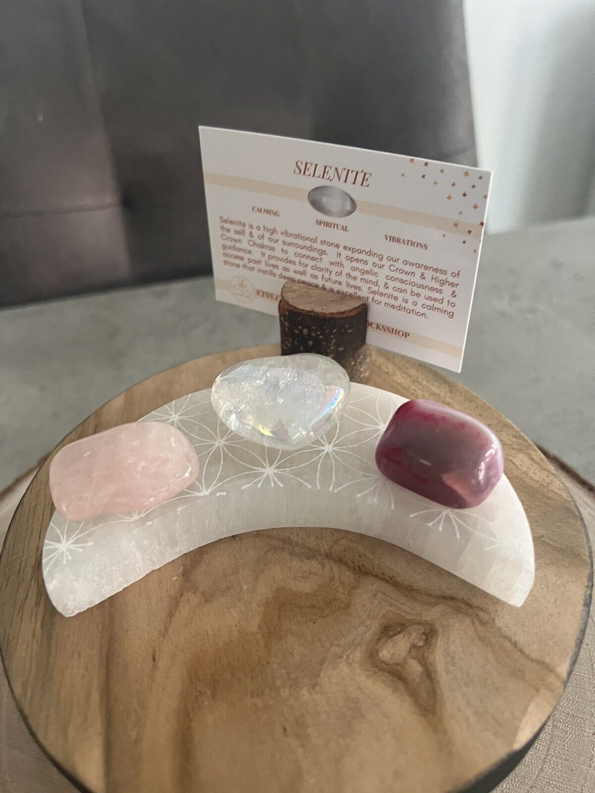 Selenite Half Crescent Moon Charging Plate - Illuminate Your Crystals with Lunar Energy